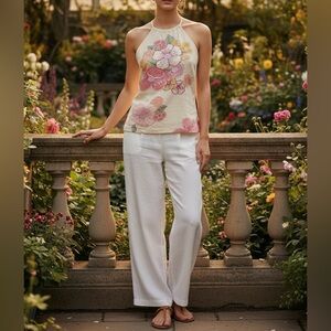 Vintage French Connection Floral Beaded Halter Top - Size 8 - New with Tags